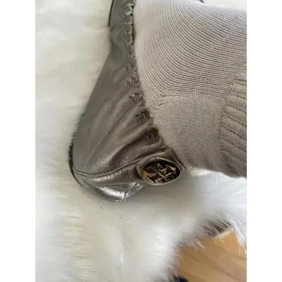 Tory Burch Metallic Silver Flats with Tassel Detail Size 9 - Picture 6 of 8